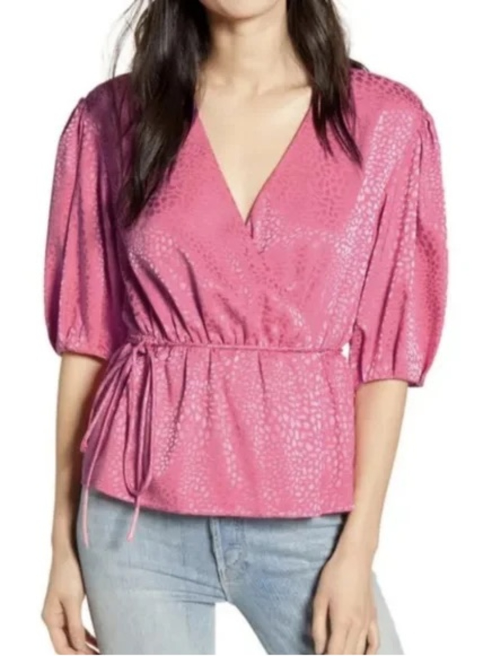 NWT Rebecca Minkoff Mary Satin Wrap Blouse Size XL